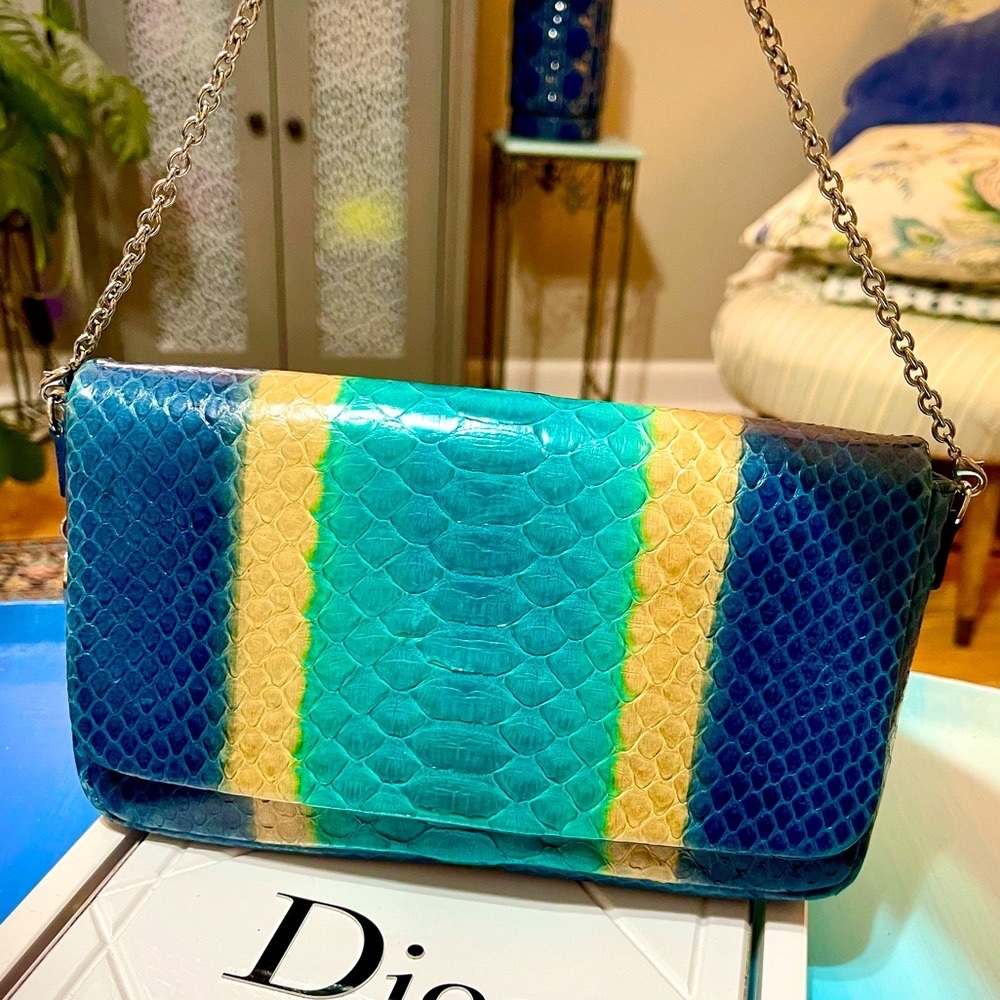 Dior Blue Python & Leather WOC Bag